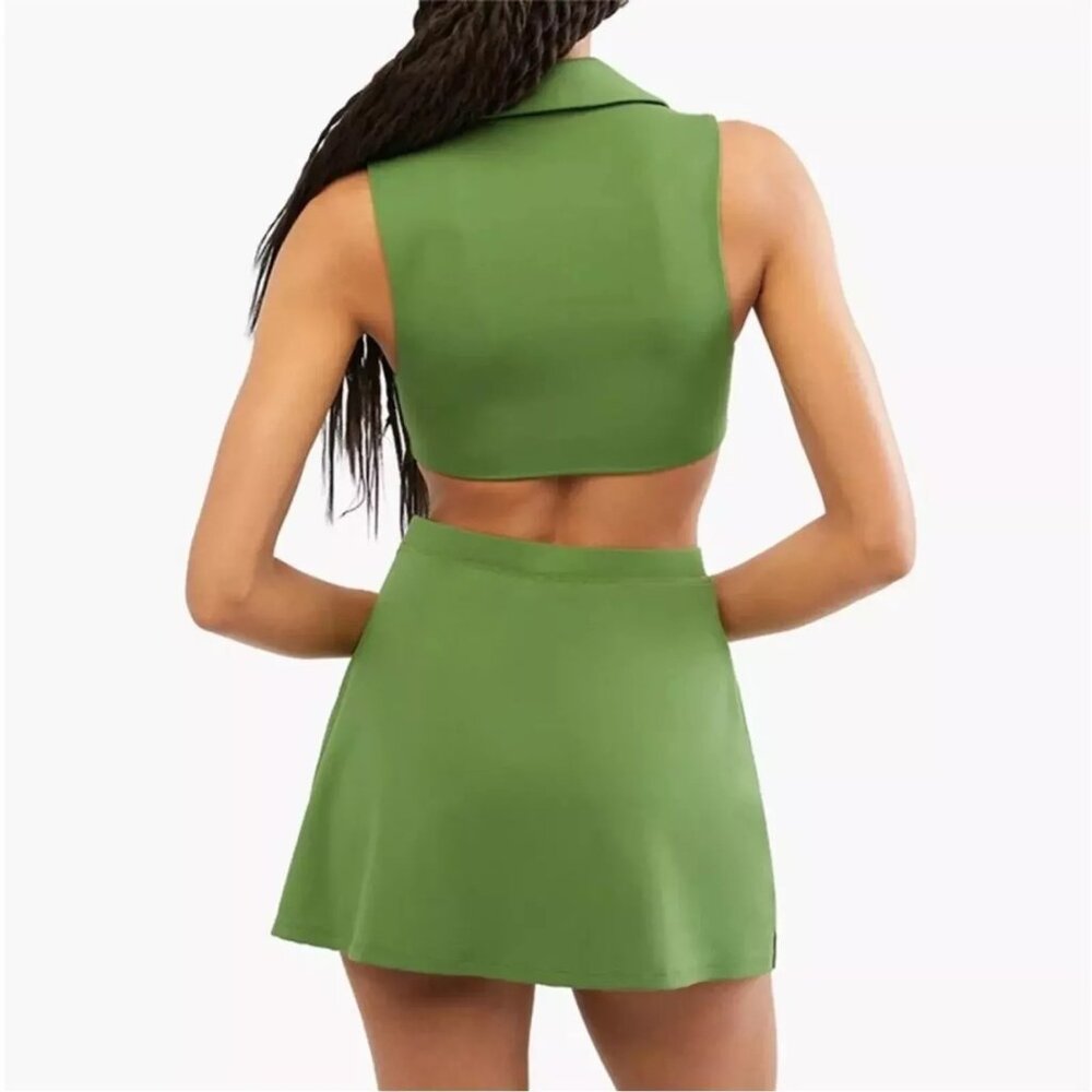 WeWoreWhat Polo Bra and Active Skort Court Green Size Large New with Tags - Set